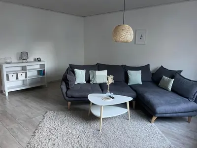 Ein Sitzbereich in der Unterkunft Ferienwohnung in Worms-Wiesoppenheim