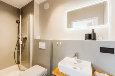 Ein Badezimmer in der Unterkunft Moderne Tiny Houses am Weingut