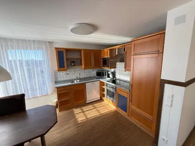 Küche/Küchenzeile in der Unterkunft Hotel Schöne Aussicht renoviert