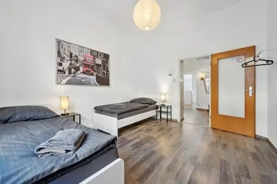 Ein Bett oder Betten in einem Zimmer der Unterkunft KA01 Schicke Wohnung in Worms!