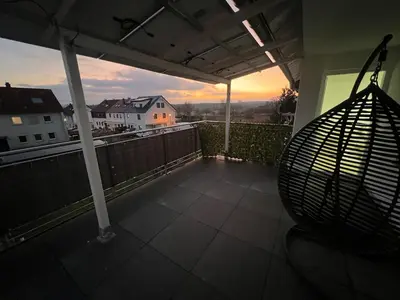 Blick auf den Sonnenuntergang/Sonnenaufgang von der Ferienwohnung aus oder aus der Nähe