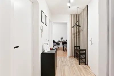 Grundriss der Unterkunft Kingsize Bett, zwei Zimmer, Waschmaschine, Netflix