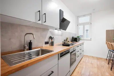 Küche/Küchenzeile in der Unterkunft Ruhige Wohnung zentral am Residenzschloss