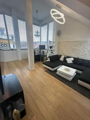 Ein Sitzbereich in der Unterkunft Panthouse Wohnung Ludwigsburg Zentrum