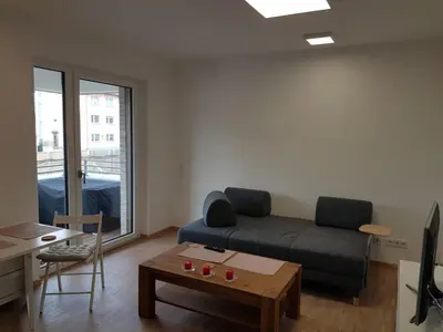 Ein Sitzbereich in der Unterkunft Wohnen am Rhein, zentrumsnah, Mietvertrag obligatorisch