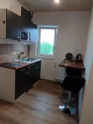 Küche/Küchenzeile in der Unterkunft Ferienwohnung Zur Schönen Aussicht im Odenwald