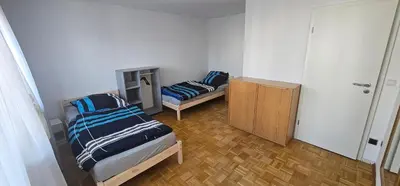 Ein Bett oder Betten in einem Zimmer der Unterkunft Schöne Wohnung mit Kamin