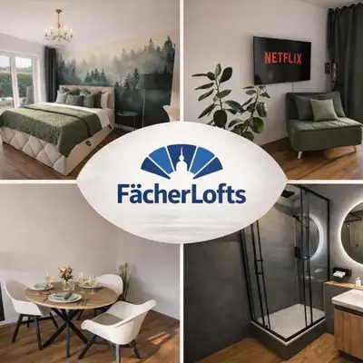 Fächerlofts Black Forest Terrasse 40qm Studio WLAN - Messe Karlsruhe
