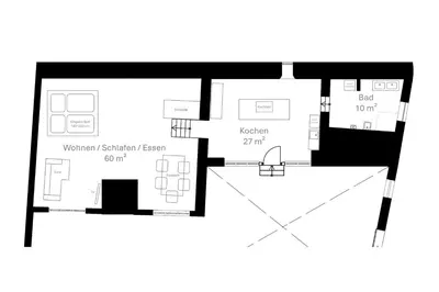 Grundriss der Unterkunft KORN14 Loft - Parken, Küche