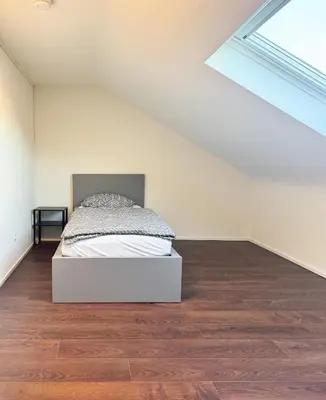 Ein Bett oder Betten in einem Zimmer der Unterkunft Moderne DG Wohnung in Linkenheim