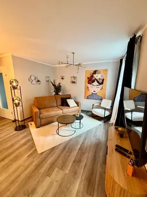 Ein Sitzbereich in der Unterkunft Stilvolle Einliegerwohnung mit Boxspringbett