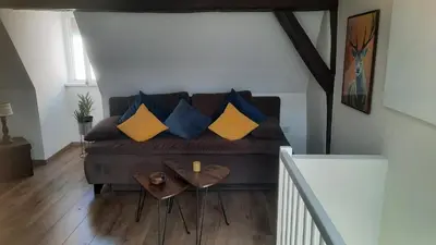 Ein Sitzbereich in der Unterkunft Altstadthäuschen mit charm , nähe Heidelberg castle, Neckarufer