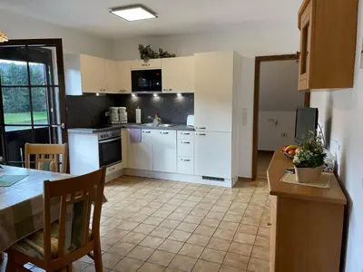 Küche/Küchenzeile in der Unterkunft Auszeit am Hasenberg