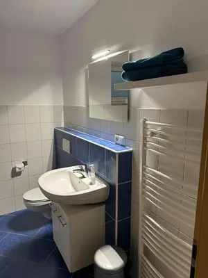 Ein Badezimmer in der Unterkunft Sonnenlage - Ferienwohnung nahe Pforzheim-Karlsruhe - 7 Minuten zur A8