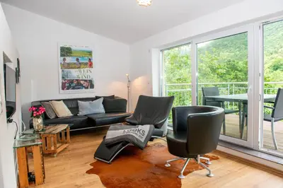Ein Sitzbereich in der Unterkunft Ferienhaus am Bellachini