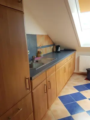 Küche/Küchenzeile in der Unterkunft Römerland im Schwäbischen Wald mit 2 Schlafzimmern