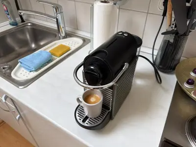 Kaffee-/Teezubehör in der Unterkunft gemütliches Apartment in Pfungstadt 38m2 mit Klimaanlage