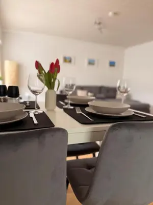 Ein Sitzbereich in der Unterkunft Ferienwohnung in den Bergdörfern