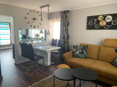 Ein Sitzbereich in der Unterkunft Ferienwohnung Am Schiff in Eberbach