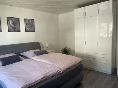 Ein Bett oder Betten in einem Zimmer der Unterkunft Ferienwohnung Am Schiff in Eberbach