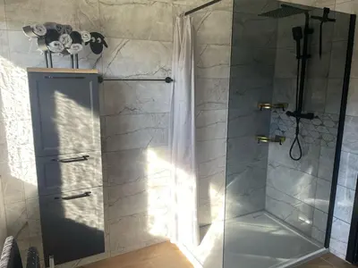 Ein Badezimmer in der Unterkunft Ferienwohnung Am Schiff in Eberbach