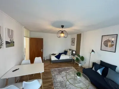 Ein Sitzbereich in der Unterkunft Charmantes Familienrefugium im Zentrum von Ludwigshafen - Eleganz & Komfort Ideal fur Familien