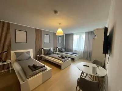 Ein Bett oder Betten in einem Zimmer der Unterkunft modern accomodation