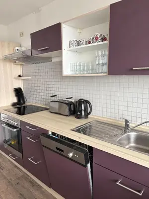 Küche/Küchenzeile in der Unterkunft Monteurs Wohnung über den Dächern der Stadt
