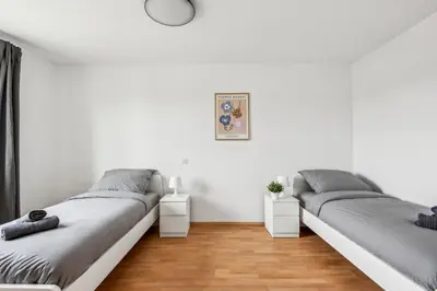 Ein Bett oder Betten in einem Zimmer der Unterkunft MONTEUR - Unterkunft für bis zu 4 Personen in 65462 Ginsheim-Gustavsburg - GG14
