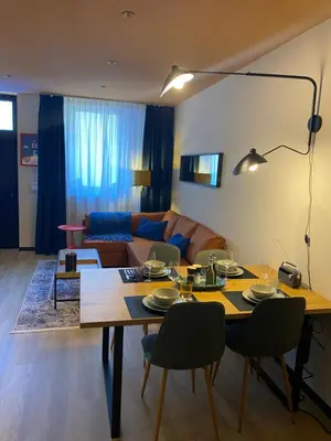 Ein Sitzbereich in der Unterkunft Marktplatz-Suite