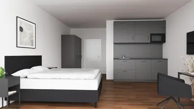 Ein Bett oder Betten in einem Zimmer der Unterkunft New Age Boardinghaus Bad Rappenau