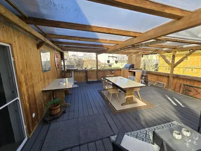 Ein Balkon oder eine Terrasse in der Unterkunft Ferienwohnung Ilka's Lodge