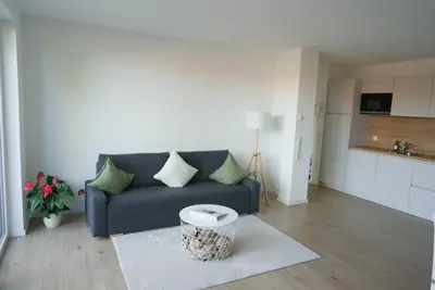 Ein Sitzbereich in der Unterkunft Ferienwohnung Im Wiesengrund