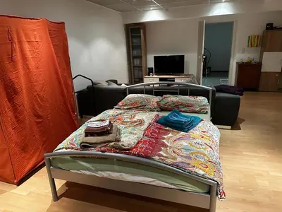 Ein Bett oder Betten in einem Zimmer der Unterkunft Souterrain Loft nah am St Leoner See