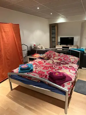 Ein Bett oder Betten in einem Zimmer der Unterkunft Souterrain Loft nah am St Leoner See