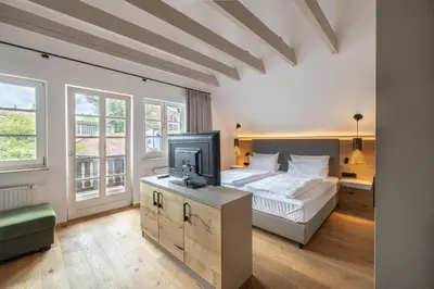 Ein Bett oder Betten in einem Zimmer der Unterkunft Schockes Laurentiushof