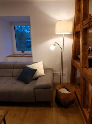 Ein Sitzbereich in der Unterkunft Schlossknecht Hohenlohe