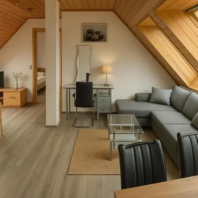 Ein Sitzbereich in der Unterkunft Ferien- und Monteurwohnung Grünstadt-Worms