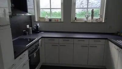 Küche/Küchenzeile in der Unterkunft Wohlfühloase historische Altstadt Gundelsheim Neckarstrasse 16 Eingang 2