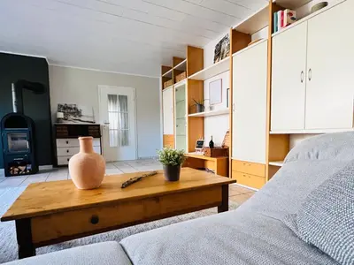 Ein Sitzbereich in der Unterkunft Unique apartment in the castle village of Neidenstein