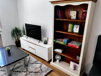 TV/Unterhaltungsangebot in der Unterkunft Apartment Ferienwohnung mit Grünem Blick Terrasse & Neu saniert Bordinghaus 24h Check-In in Freudenberg am Main