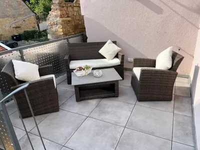 Ein Sitzbereich in der Unterkunft Jakobsruhe - Ferien im Weinparadies