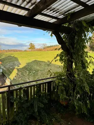 Ein Garten an der Unterkunft Ferienwohnung Odenwald Fernblick