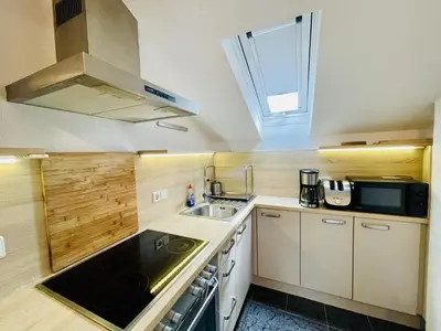 Küche/Küchenzeile in der Unterkunft LEO Apartments