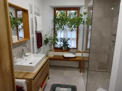 Ein Badezimmer in der Unterkunft Ferienwohnung Am Odenwaldlimes