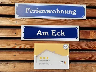 Ein Zertifikat, Auszeichnung, Logo oder anderes Dokument, das in der Unterkunft Ferienwohnung am Eck ausgestellt ist