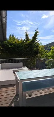Ein Balkon oder eine Terrasse in der Unterkunft Miltenberg Ferienhaus