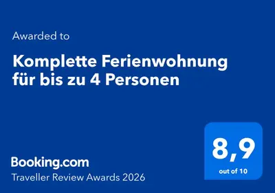 Ein Zertifikat, Auszeichnung, Logo oder anderes Dokument, das in der Unterkunft Komplette Ferienwohnung für bis zu 4 Personen ausgestellt ist