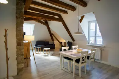 Ein Sitzbereich in der Unterkunft Bärengasse Apartments