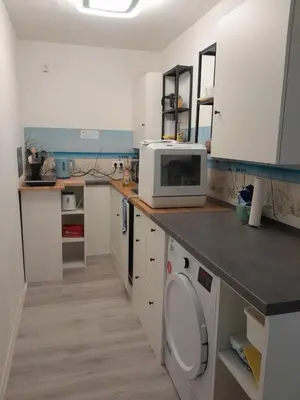 Küche/Küchenzeile in der Unterkunft Apartment am Palmenhaus